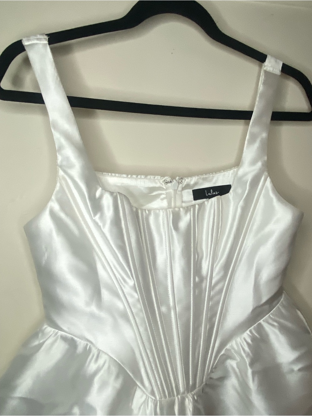 Lulu's White Corset Dress with Square Neck- wedding graduation bachelorette
